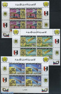 Libya Kingdom 1977 UPU Centenary 3 S/s, Mint NH, Transport - Post - U.P.U. - Concorde - Aircraft & Aviation - Poste