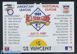 Saint Vincent 1989 Baseball Players S/s, Mint NH, Sport - Baseball - Sport (other And Mixed) - Honkbal