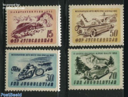 Yugoslavia 1953 Auto And Motor Course 4v, Unused (hinged), Sport - Transport - Autosports - Automobiles - Motorcycles - Neufs