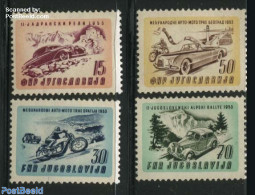 Yugoslavia 1953 Auto And Motor Course 4v, Mint NH, Sport - Transport - Autosports - Automobiles - Motorcycles - Neufs