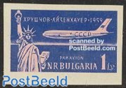 Bulgaria 1959 Chruschkov USA Visit 1v Imperforated, Mint NH, Transport - Aircraft & Aviation - Art - Sculpture - Unused Stamps