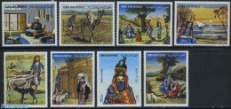 Yemen, Arab Republic 1983 Folklore 8v, Mint NH, Nature - Transport - Various - Camels - Cattle - Ships And Boats - Agr.. - Ships