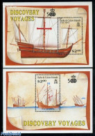 Turks And Caicos Islands 1991 Discoveries 2 S/s, Mint NH, History - Transport - Explorers - Ships And Boats - Onderzoekers