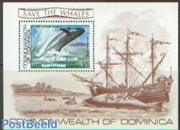 Dominica 1983 Whales S/s, Mint NH, Nature - Transport - Sea Mammals - Ships And Boats - Ships