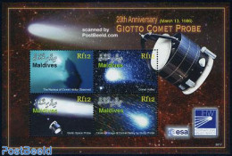 Maldives 2006 Giotto Comet Probe 4v M/s, Mint NH, Science - Transport - Astronomy - Space Exploration - Halley's Comet - Astrología