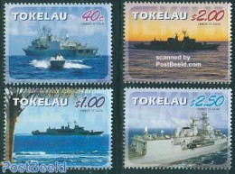 Tokelau Islands 2005 HMNZS Te Kaha 4v, Mint NH, Transport - Ships And Boats - Ships
