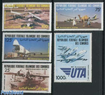 Comoros 1985 50 Years UTA 5v, Mint NH, Transport - Aircraft & Aviation - Vliegtuigen