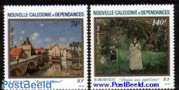 New Caledonia 1986 Paintings 2v, Mint NH, Nature - Butterflies - Art - Bridges And Tunnels - Modern Art (1850-present).. - Ongebruikt