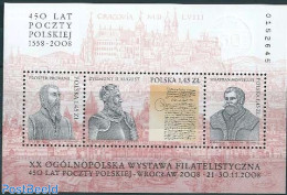 Poland 2008 450 Years Post S/s, Withe Extra Text (XX OGOLNOPOLSKA WYSTAWA...), Mint NH - Unused Stamps