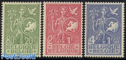 Belgium 1953 European Youth 3v, Mint NH, History - Nature - Various - Europa Hang-on Issues - Birds - Maps - Nuevos