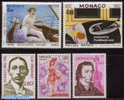 Monaco 1982 Art 5v, Mint NH, Nature - Performance Art - Transport - Fish - Dance & Ballet - Music - Ships And Boats - .. - Ungebraucht