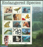 United States Of America 1996 Endangered Animals 15v M/s, Mint NH, Nature - Animals (others & Mixed) - Birds - Butterf.. - Nuovi