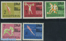 Albania 1963 European Games 5v, Mint NH, Sport - Boxing - Kayaks & Rowing - Sport (other And Mixed) - Volleyball - Boxen