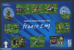 France 2007 World Cup Rugby 10v M/s, Mint NH, Sport - Various - Rugby - Sport (other And Mixed) - Round-shaped Stamps - Nuevos