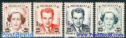 Monaco 1951 Red Cross 4v Overprints, Mint NH, Health - Red Cross - Nuovi