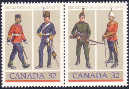 Canada Costumes Militaires Army Regiments Se-tenant MNH ** Neuf SC (C10-08aa) - Unused Stamps