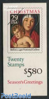 United States Of America 1992 Christmas Booklet, Mint NH, Religion - Christmas - Stamp Booklets - Art - Paintings - Unused Stamps