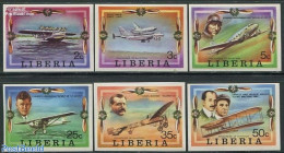 Liberia 1978 Aviation History 6v, Imperforated, Mint NH, Transport - Aircraft & Aviation - Vliegtuigen