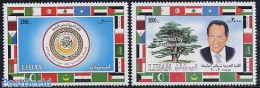 Lebanon 2002 Arab Congress 2v, Mint NH, History - Nature - Flags - Trees & Forests - Rotary, Club Leones