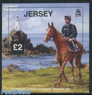 Jersey 2013 Famous Racehorse, Corbiere, Grand National Winner And Jersey Lighthouse S/s, Mint NH, Nature - Sport - Var.. - Leuchttürme