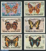 Ras Al-Khaimah 1972 Butterflies 6v, Imperforated, Mint NH, Nature - Butterflies - Ra's Al-Chaima