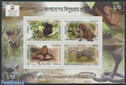 Bangladesh 2013 Endangered Animals 4v M/s, Imperforated, Mint NH, Nature - Animals (others & Mixed) - Philately - Bangladesh