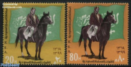 Saudi Arabia 1980 Army 80th Anniversary 2v, Mint NH, History - Nature - Flags - Militarism - Horses - Militaria