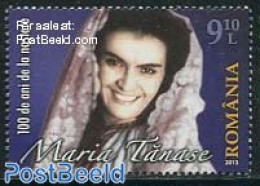 Romania 2013 Maria Tanase 1v, Mint NH, Performance Art - Music - Unused Stamps