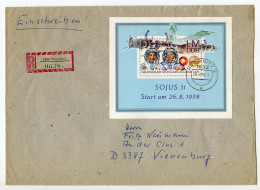 Germany, East 1978 Registered Cover; Premnitz To Vienenburg; Souvenir Sheet - 1m. Cosmonauts On Soyuz Spacecraft - Lettres & Documents