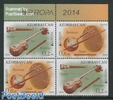 Azerbaijan 2014 Europa, Music Instruments 4v [+], Mint NH, History - Performance Art - Europa (cept) - Music - Musical.. - Musica