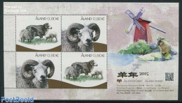 Aland 2014 Year Of The Sheep S/s, Mint NH, Nature - Various - Animals (others & Mixed) - Cattle - Mills (Wind & Water) - Mühlen