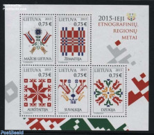 Lithuania 2015 Year Of Ethnographic Regions S/s, Mint NH, History - Coat Of Arms - Lithuania