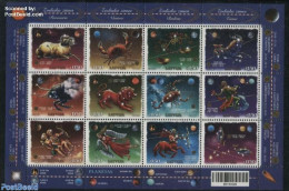 Latvia 2015 Zodiac 12v M/s, Mint NH, Nature - Science - Animals (others & Mixed) - Cat Family - Cattle - Fish - Crabs .. - Fishes