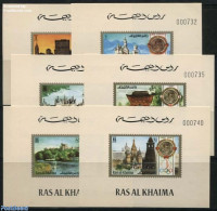 Ras Al-Khaimah 1972 Olympic Games 6v With Coloured Borders, Mint NH, Sport - Olympic Games - Castles & Fortifications - Schlösser U. Burgen