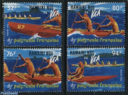 French Polynesia 1994 Pirogues Regatta 4v, Mint NH, Transport - Ships And Boats - Nuevos