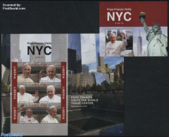 Liberia 2015 Pope Francis Visits NYC 2 S/s, Mint NH, Religion - Pope - Papas