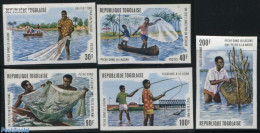 Togo 1974 Lagune Fishing 5v, Imperforated, Mint NH, Nature - Fishing - Poissons