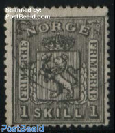 Norway 1867 1Sk Black, Used, Used Stamps - Gebruikt