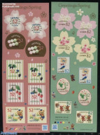 Japan 2016 Spring Greetings 20v S-a (2x10 Stamps On Foil Sheets), Mint NH, Nature - Various - Birds - Flowers & Plants.. - Ongebruikt