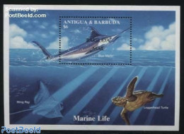 Barbuda 1996 Blue Marlin S/s, Mint NH, Nature - Fish - Turtles - Fische