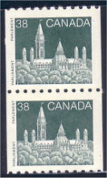 Canada Parlement 38c Roulette Paire Coil Parliament MNH ** Neuf SC (C11-94Apb) - Nuovi