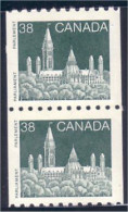 Canada Parlement 38c Roulette Paire Coil Parliament MNH ** Neuf SC (C11-94Apb) - Ongebruikt