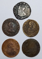 Charles X, Louis XIII, Double Tournois, 1592-1637 (5 Monnaies) - 1610-1643 Lodewijk XIII Van Frankrijk De Rechtvaardige