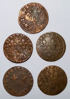 Louis XIII, Double Tournois, 1638-1643 (5 Monnaies) - 1610-1643 Luigi XIII Il Giusto