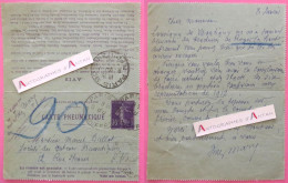 ● Jules MARY écrivain Carte Pneumatique Entier Postal Semeuse 30c à Marcel Ballot - Louvigny De Montigny - Lettre - Schrijvers