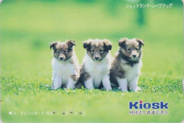Carte Orange JAPON - Série KIOSK - ANIMAL -  CHIEN BERGER - SHETLAND SHEEP DOG - JAPAN Prepaid JR Card - 1246 - Dogs