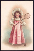 +++ CPA - Fantaisie - Enfant - Fille Fillette Girl - Sport - TENNIS - Construction Eglise Wainage FARCIENNES // - Tennis