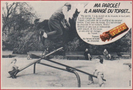 Top Set. Barre Chocolaté. " Ma Parole Il A Mangé Du Topset ..." Suchard. Chocolat. 1971. - Pubblicitari