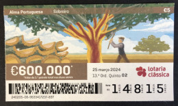 116 Z, 1 X Lottery Ticket, Portugal, « Alma Portuguesa »,«Portuguese Soul», «Sobreiro», «Cork Oak», «Chêne-Liège», 2024 - Billetes De Lotería