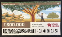 116 Z, 1 X Lottery Ticket, Portugal, « Alma Portuguesa »,«Portuguese Soul», «Sobreiro», «Cork Oak», «Chêne-Liège», 2024 - Biglietti Della Lotteria